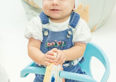 Σετ μπλούζα με τζην σαλοπέτα για βρεφικό κορίτσι (3 - 18 μηνών) | ΜΠΛΕ ΤΖΗΝ - Energiers - 